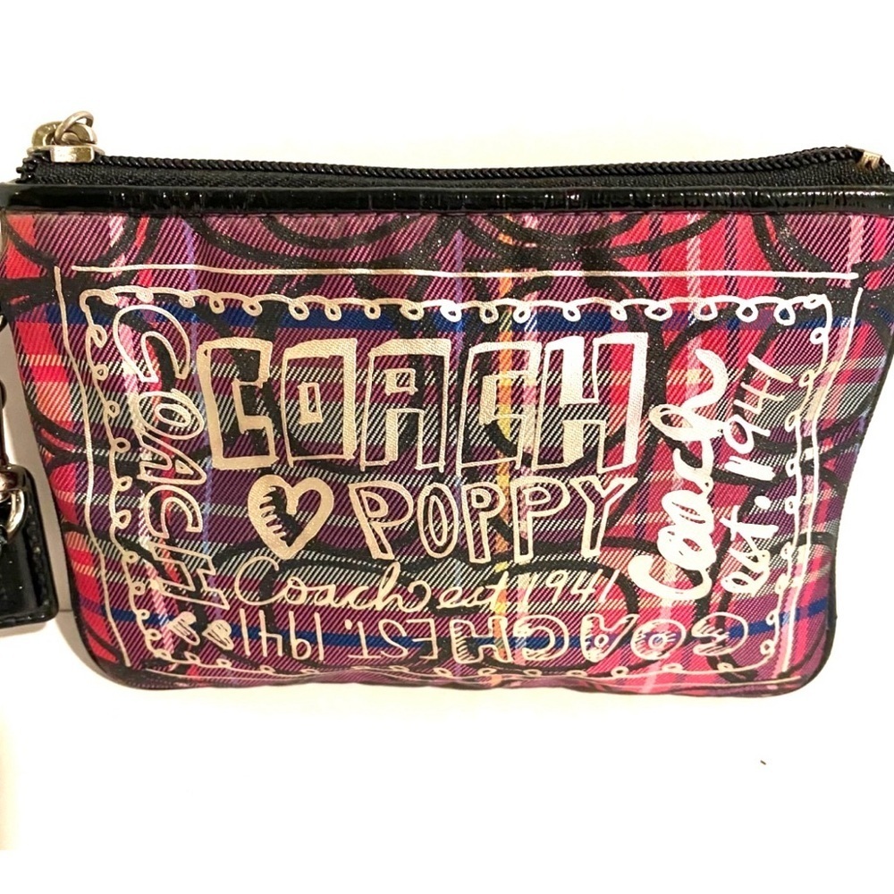 Coach poppy multicolor plaid nylon wristlet - Picture 3 of 5